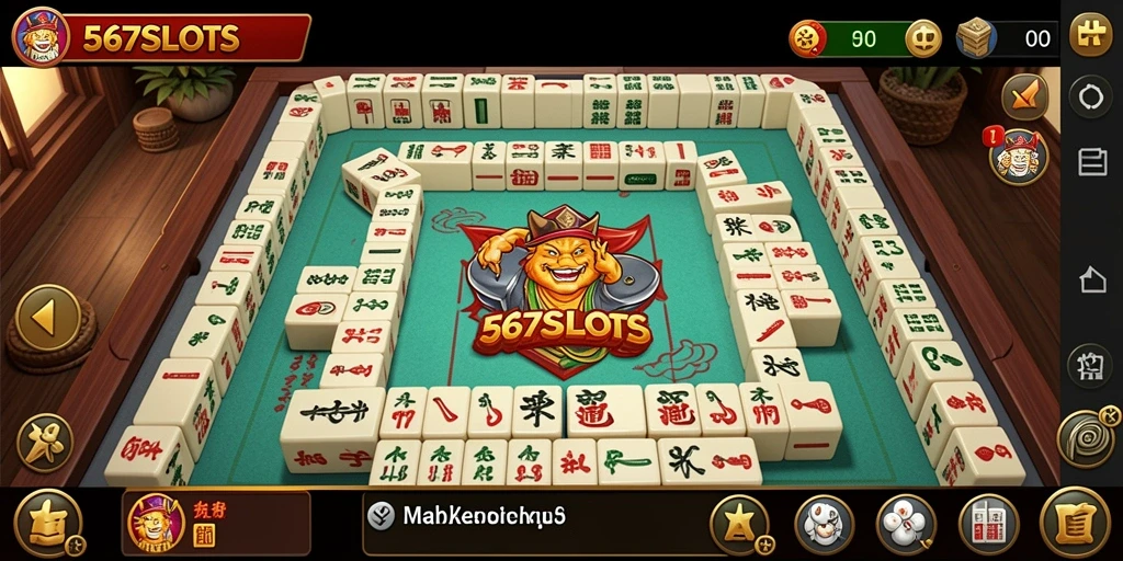 Tangkapan layar utama 567SLOTS menampilkan aksi seru permainan Mahjong.