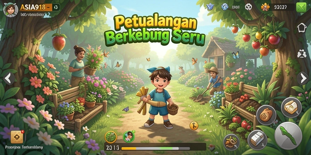 Tampilan gameplay ASIA918 dengan kegiatan bertani yang seru.