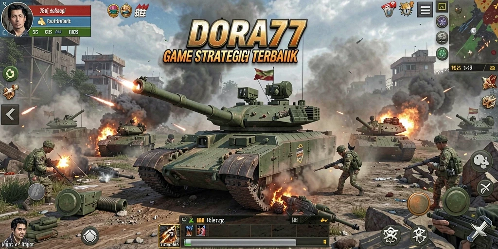Tampilan menakjubkan dari gameplay DORA77 yang strategis.
