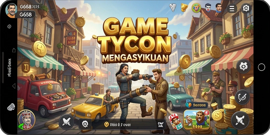 Screenshot G668 menampilkan momen seru saat membangun bisnis Tycoon.