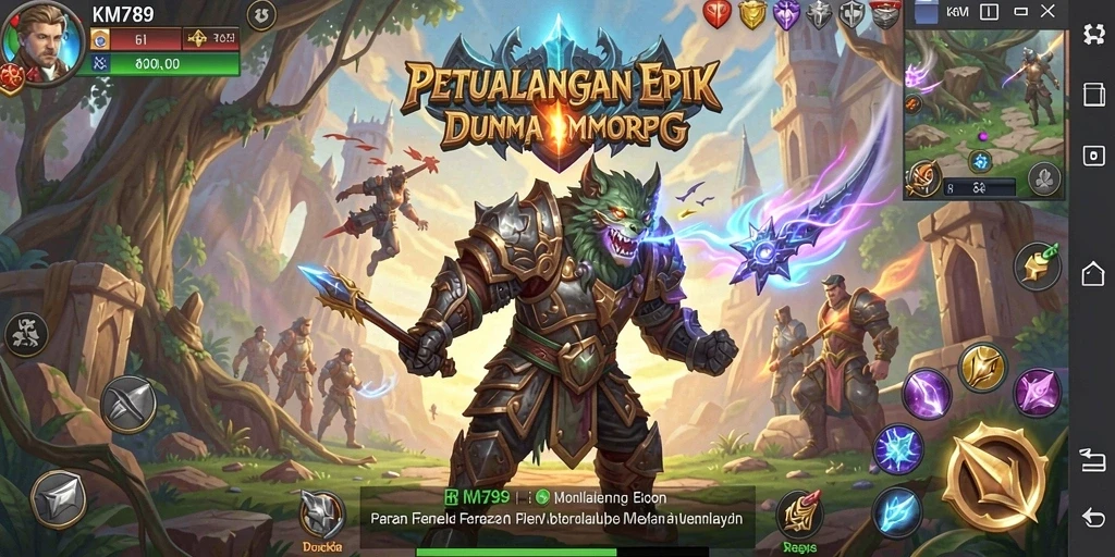 Gameplay mendalam di dunia MMORPG yang luas.