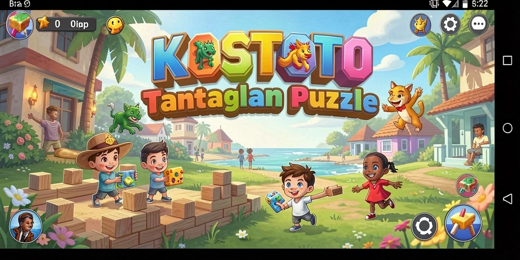 Tampilan gameplay KOSTOTO yang menarik dengan puzzle menantang.