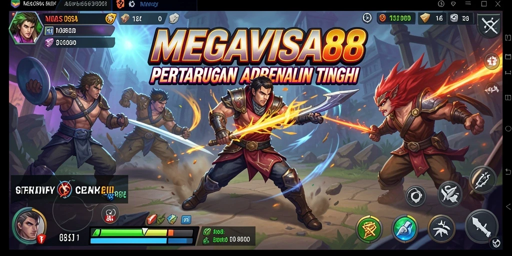 Tampilan gameplay seru dalam pertarungan karakter di MEGAVISA88.