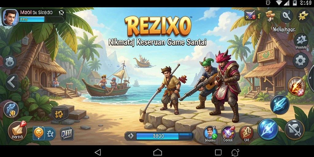 Screenshot gameplay REZIXO yang menampilkan level penuh warna.