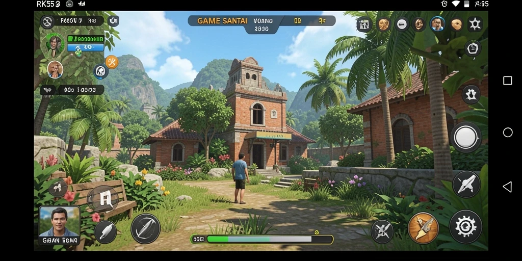 Screenshot menunjukkan aksi menarik dalam gameplay RK55 yang santai.