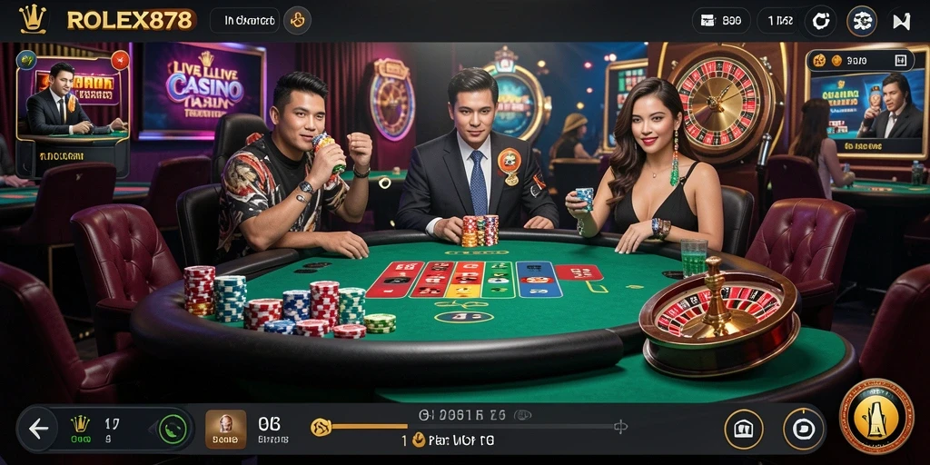Screenshot gameplay Live Casino yang memukau dan interaktif di ROLEX878.