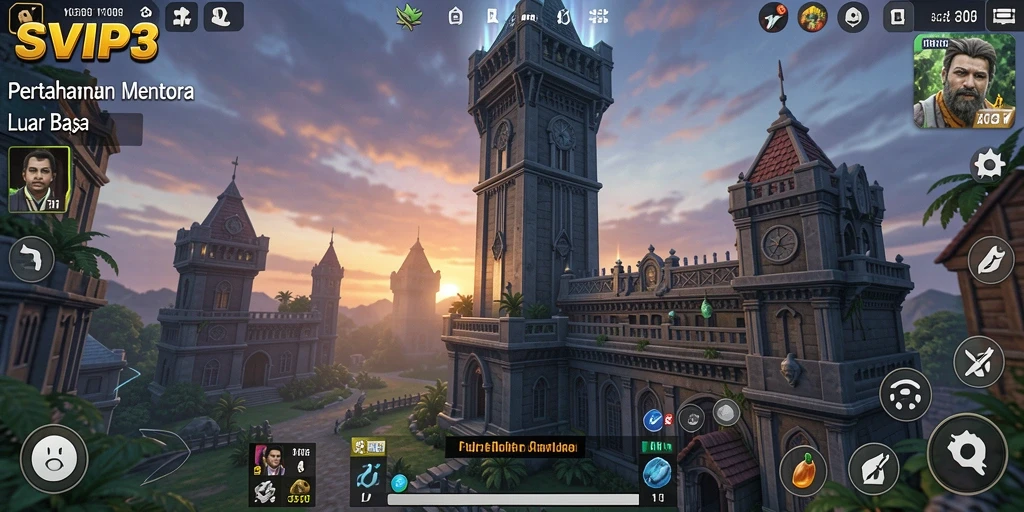 Screenshot gameplay SVIP3 menunjukkan aksi menara yang mendebarkan.