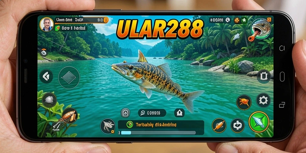 Screenshot gameplay menunjukkan aktivitas memancing yang mendebarkan.